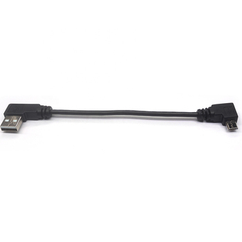 USB 2.0 type A angled to micro B angled compact charger cable