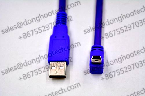 Right Angle USB 2.0 Mini B  Cable Assemblies Pure Copper Conductor and Gold Plating Connector